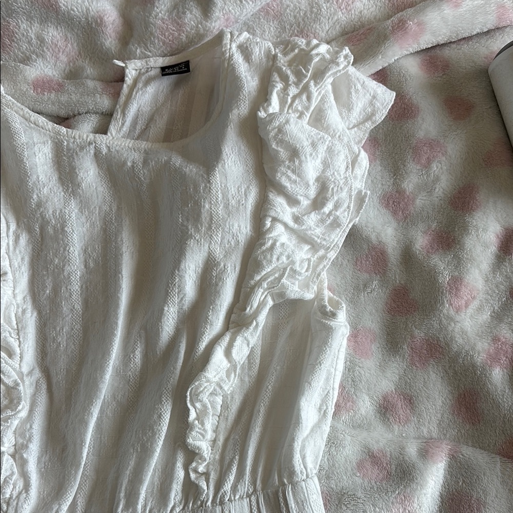 White Ruffled Kids Dress - Picture 4 of 7